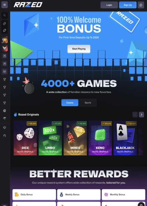 Gaming lobby slots collection Razed Casino